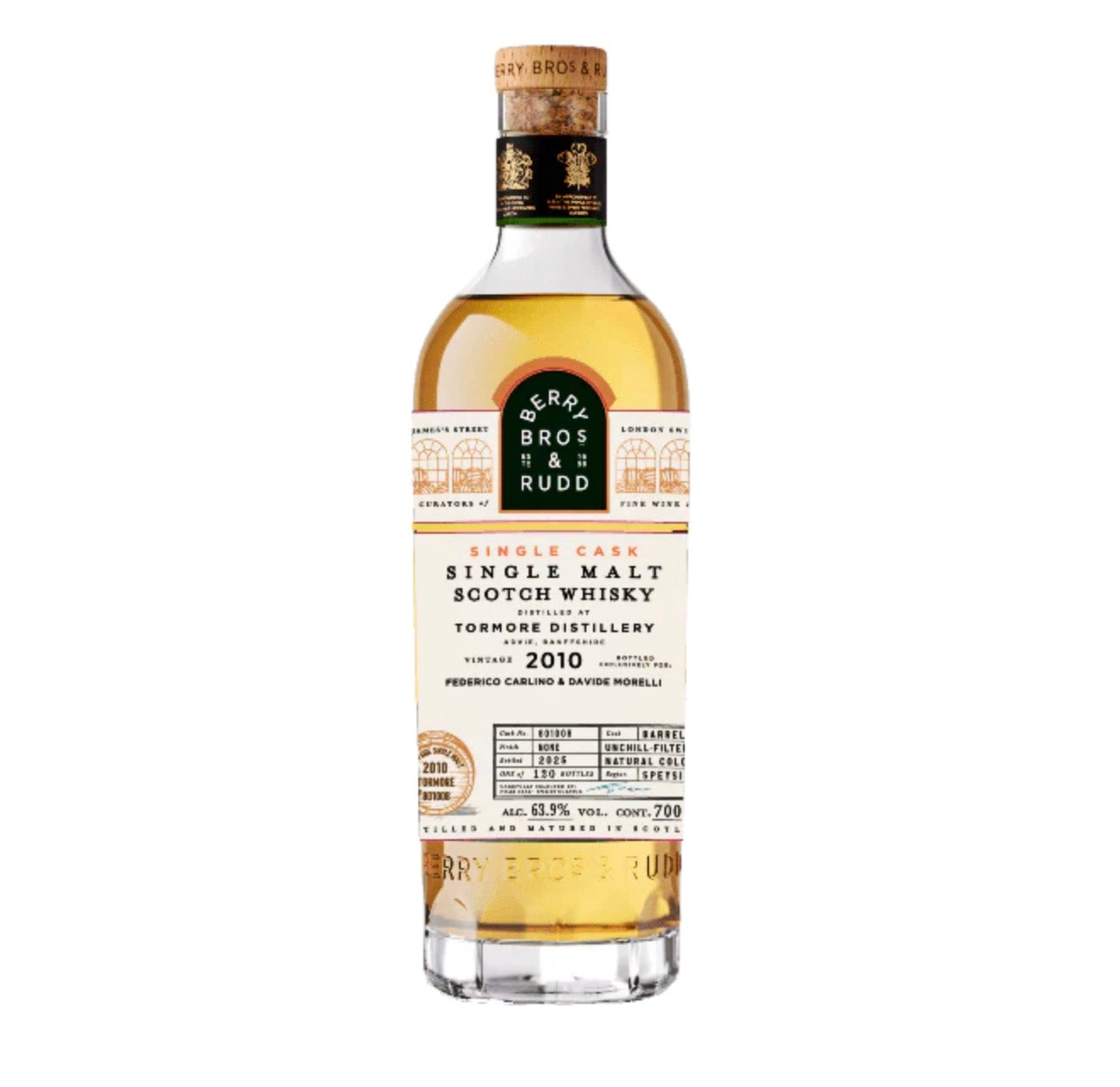 Whisky Tormore 2010 15 Single Cask #801008 Berry Bros & Rudd 15yr 63,9%