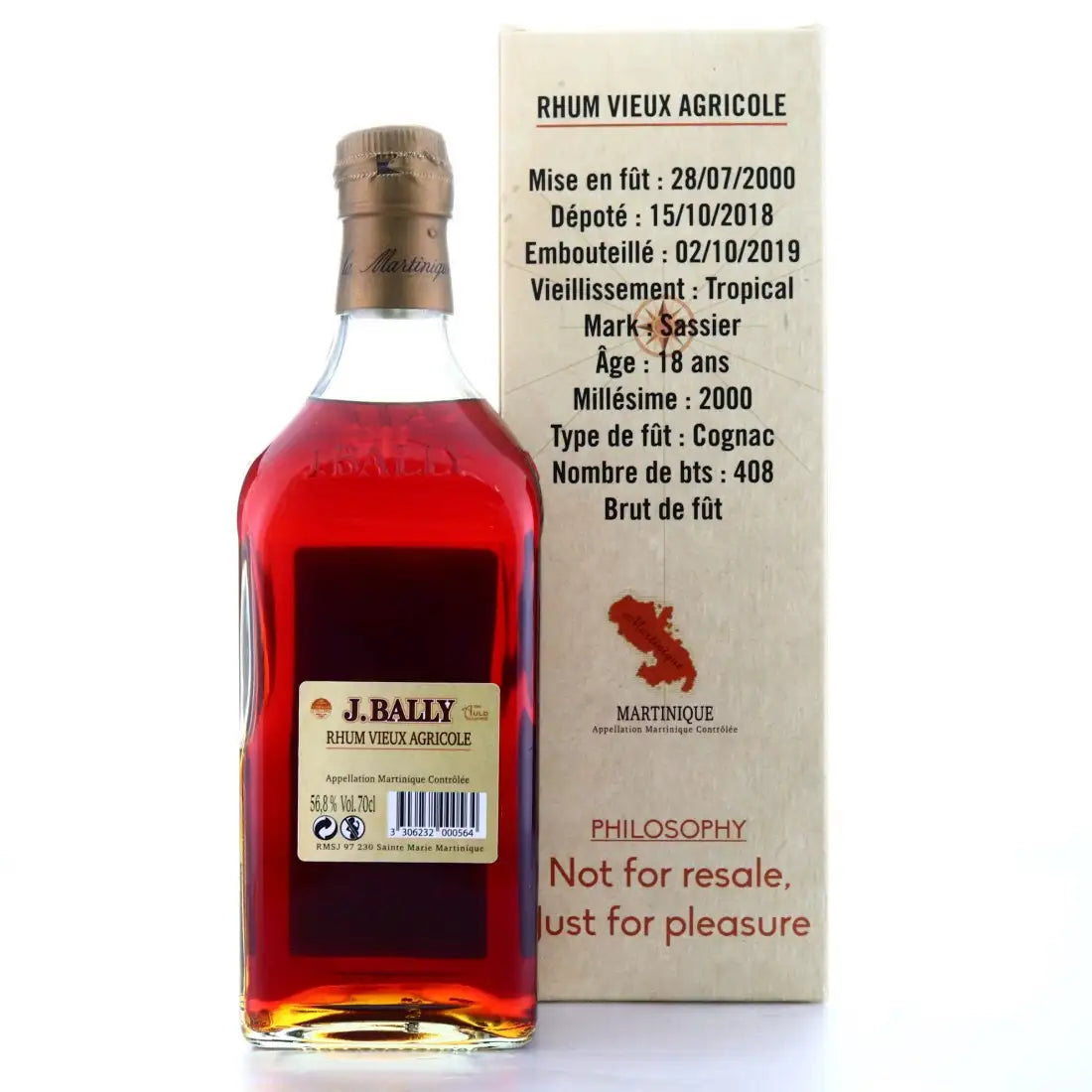 J. Bally 2000 Single Cognac Cask 18yo 56,8% Corman Collins