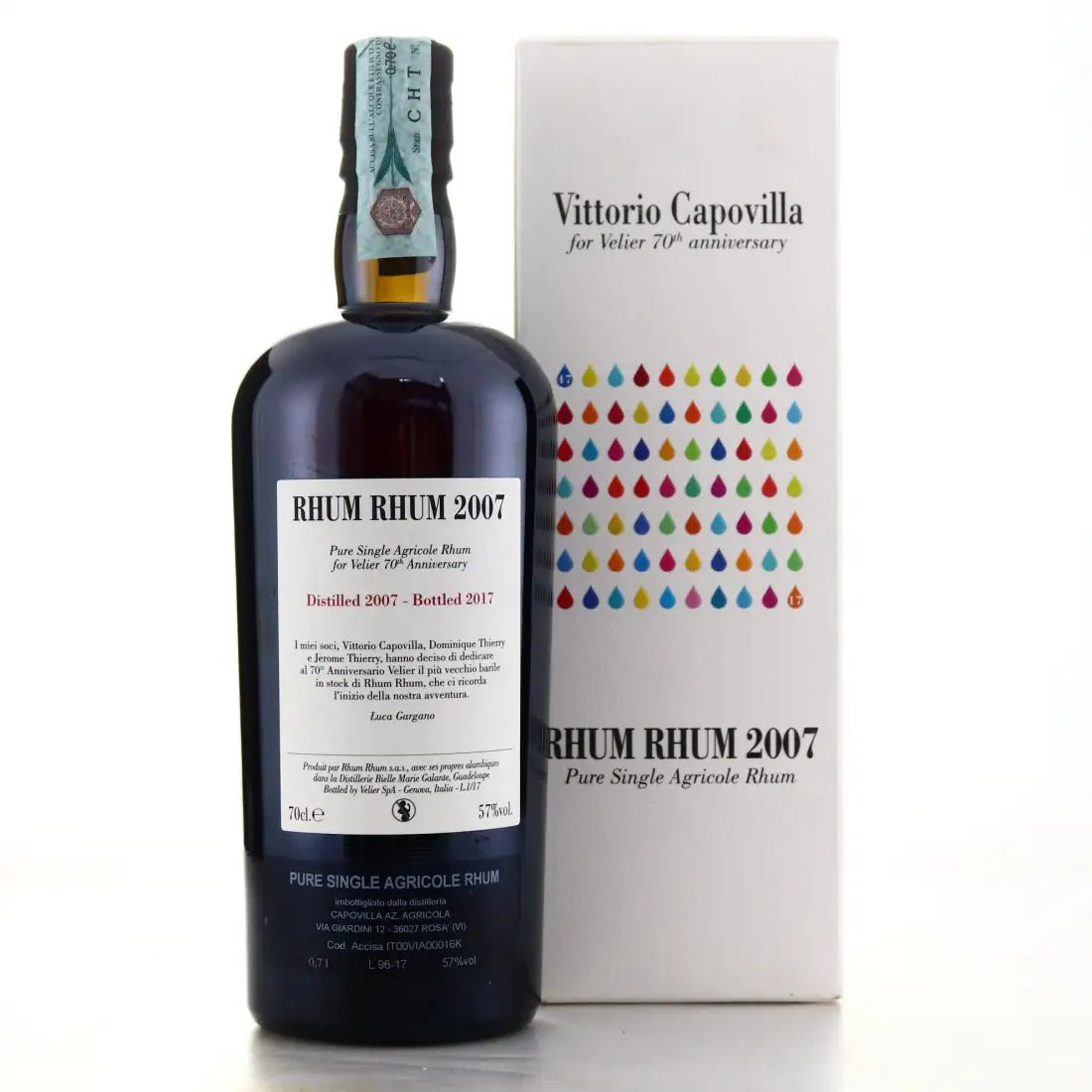 Sample Rhum Rhum 2007 Velier Bielle 70th Anniversary Vittorio Capovilla 10yr 57% 3cl