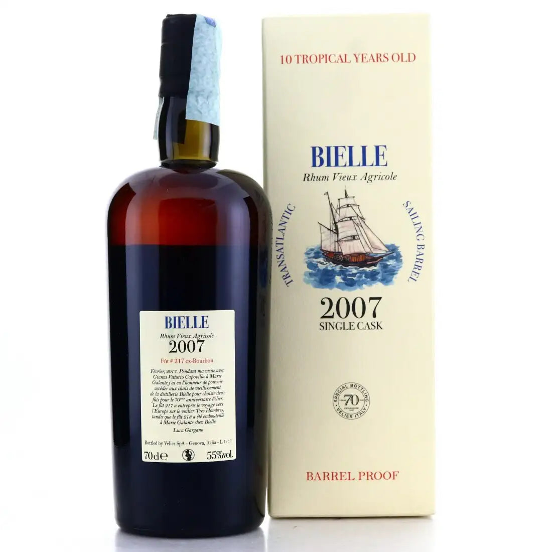 Bielle 2007 Velier 10yo Single Cask #217 Velier 70th Anniversary