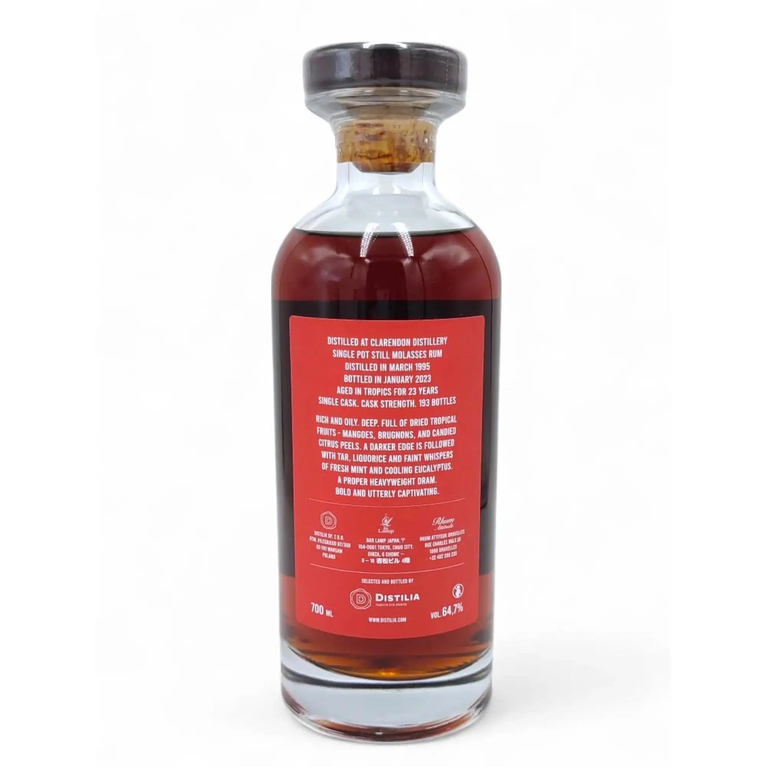 Distilia Clarendon 1995 Finest Jamaican Rum (Rhum Attitude & Bar Lamp) 27yr 64,7%