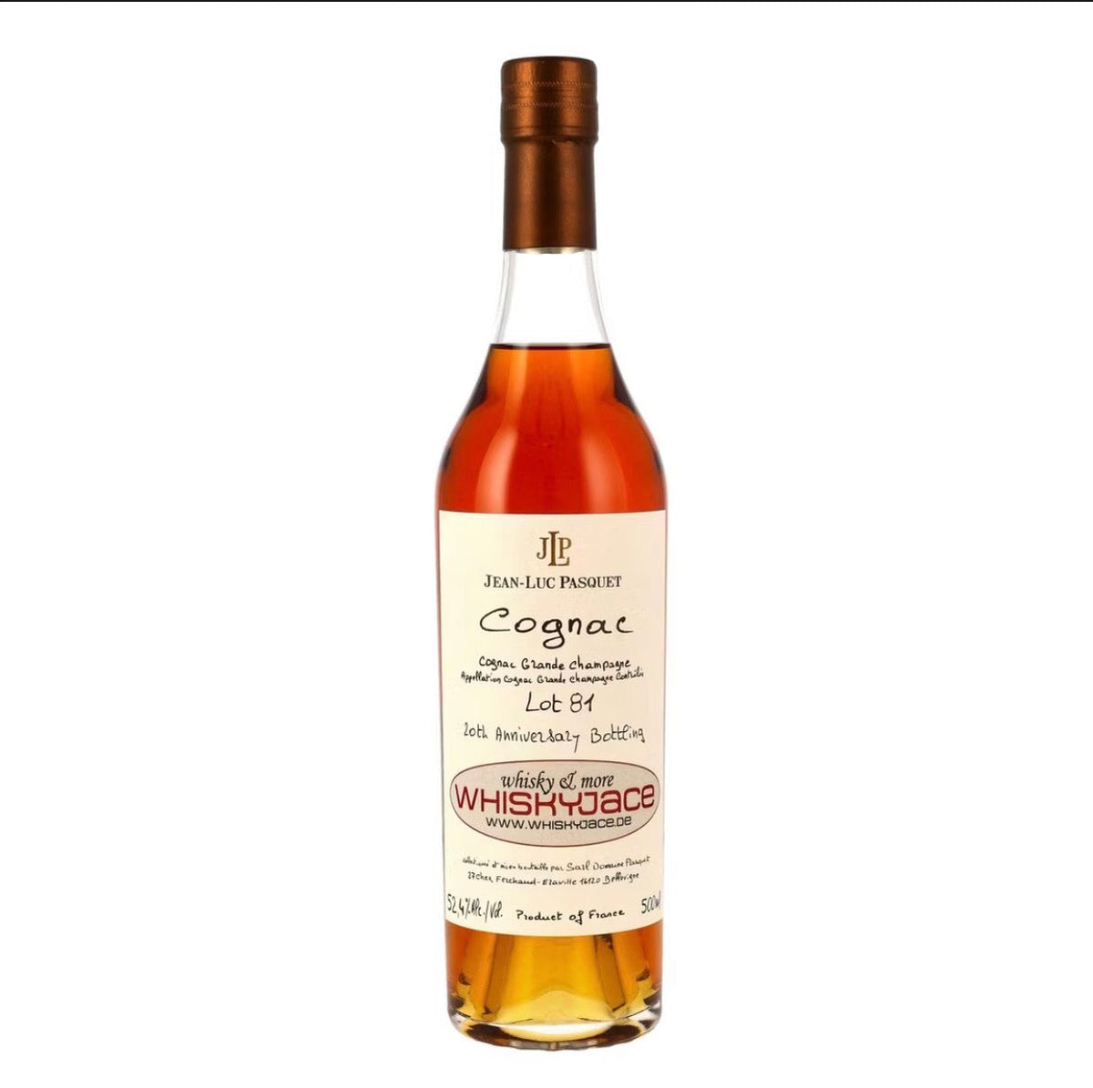 Sample Cognac Jean-Luc Pasquet Lot 81 Grande Champagne exclusive for Whiskyjace 45yr 52,4% 3cl
